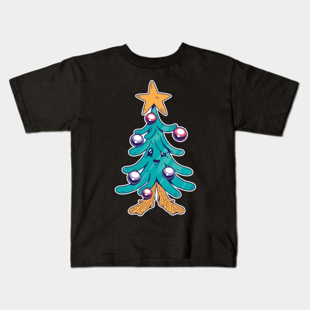 CARTOON CHRISTMAS TREE Kids T-Shirt by madeinchorley